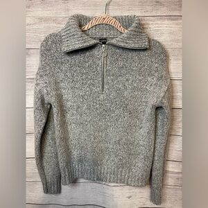 Madison Lilly Half Zip Knit Sweater Gray Size Small